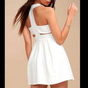 Lulus Cutout and About White Skater Dress Sz M